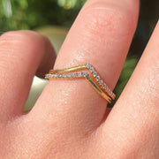 0.25CTW Round Brilliant Cut Curved Vintage Style Moissanite Wedding Band Mapple Gems